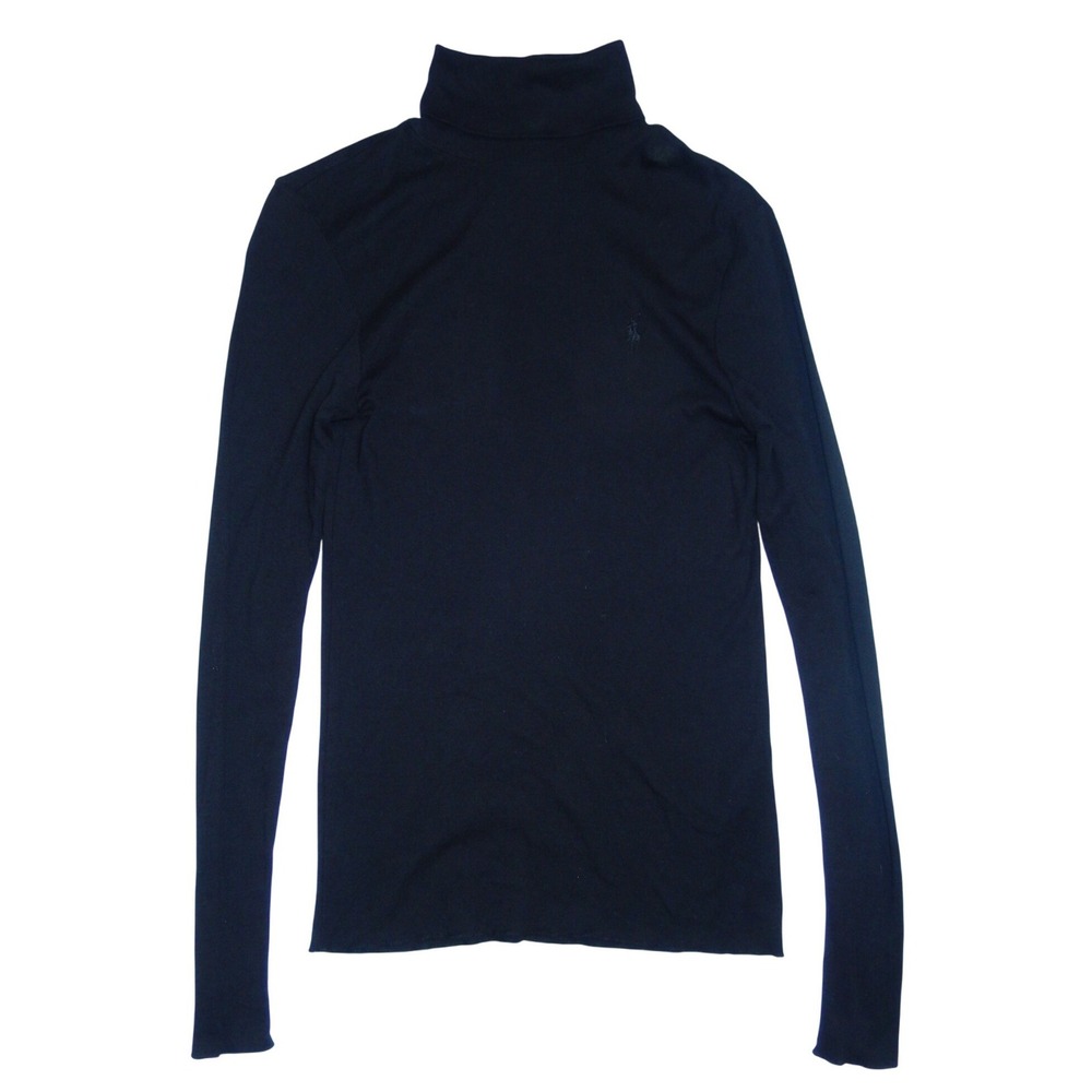 Ralph Lauren Womens Black Pima‎ Cotton Turtleneck Long Sleeve Top Large L